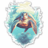 Serene Underwater Turtle Copy Copy シール (正面)