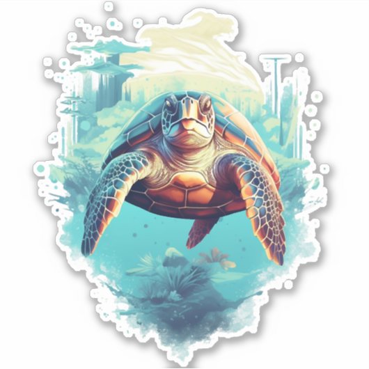 Serene Underwater Turtle Copy Copy シール (正面)