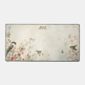 Serene Watercolor Birds and Spring Flowers デスクマット (正面)