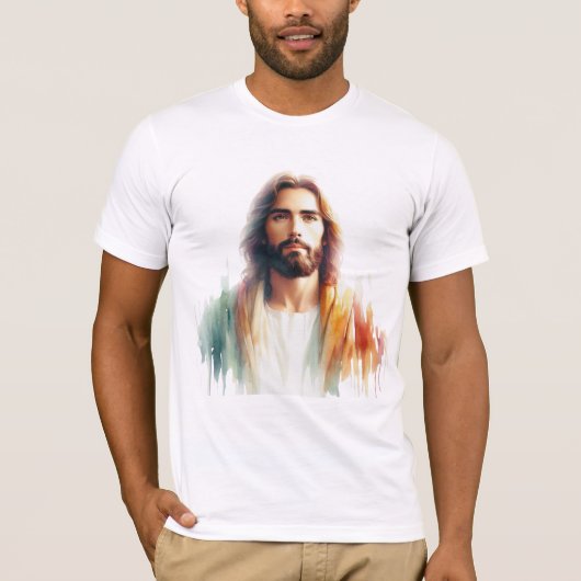 Serene Watercolor Jesus Christ Portrait – Spiritua Tシャツ (正面)