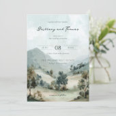 Serene Watercolor Landscape Wedding Invitation 招待状 (スタンド正面)