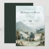Serene Watercolor Landscape Wedding Invitation 招待状 (正面/裏面)