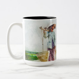 Serene Watercolor Scene Ceramic Cup for Home and O ツートーンマグカップ