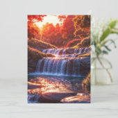 Serene Waterfall at Sunset Vertical Poster 招待状 (スタンド正面)