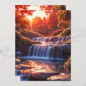 Serene Waterfall at Sunset Vertical Poster 招待状 (正面/裏面)
