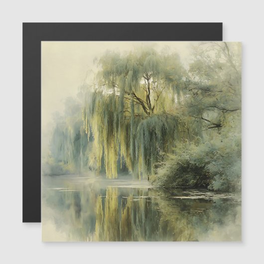 Serene Willow Tree Reflection Nature Art (10) (正面/裏面)