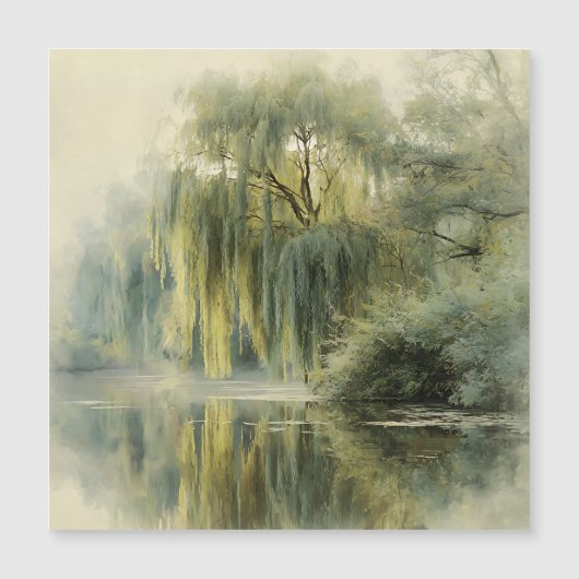 Serene Willow Tree Reflection Nature Art (10) (正面)