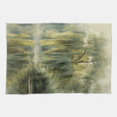 Serene Willow Tree Reflection Nature Art (10) キッチンタオル (横)
