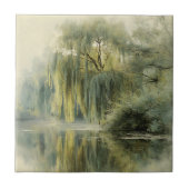 Serene Willow Tree Reflection Nature Art (10) タイル (正面)