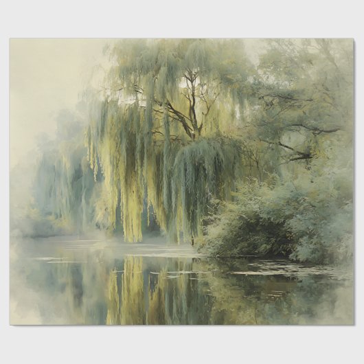 Serene Willow Tree Reflection Nature Art (10) ラッピングペーパー (フラット)