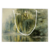 Serene Willow Tree Reflection Nature Art (10) ラージペーパーバッグ (裏面)
