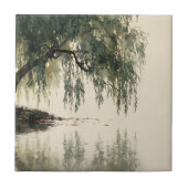 Serene Willow Tree Reflection Nature Art (11) タイル (正面)