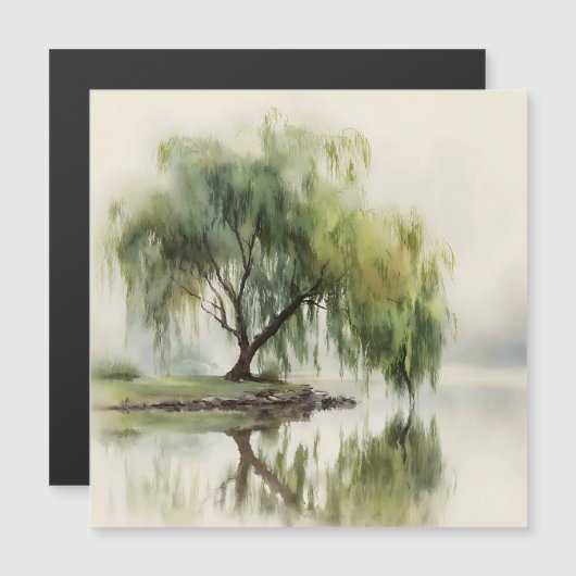 Serene Willow Tree Reflection Nature Art (12) (正面/裏面)