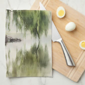 Serene Willow Tree Reflection Nature Art (12) キッチンタオル (四つ折り)