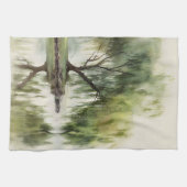 Serene Willow Tree Reflection Nature Art (12) キッチンタオル (横)