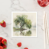 Serene Willow Tree Reflection Nature Art (12) スタンダードカクテルナプキン (インサイチュ)