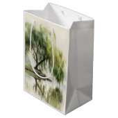 Serene Willow Tree Reflection Nature Art (12) ミディアムペーパーバッグ (裏面アングル)