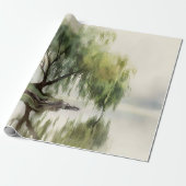 Serene Willow Tree Reflection Nature Art (12) ラッピングペーパー (アンロールド)