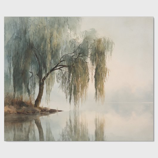 Serene Willow Tree Reflection Nature Art (13) ラッピングペーパー (フラット)