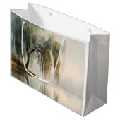 Serene Willow Tree Reflection Nature Art (13) ラージペーパーバッグ (正面アングル)