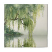 Serene Willow Tree Reflection Nature Art (14) タイル (正面)