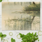 Serene Willow Tree Reflection Nature Art (1) キッチンタオル (折り畳み)