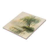 Serene Willow Tree Reflection Nature Art (1) タイル (側面)