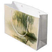 Serene Willow Tree Reflection Nature Art (1) ラージペーパーバッグ (裏面アングル)