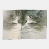 Serene Willow Tree Reflection Nature Art (2) キッチンタオル (横)