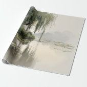 Serene Willow Tree Reflection Nature Art (2) ラッピングペーパー (アンロールド)