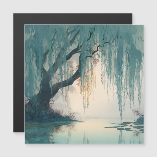 Serene Willow Tree Reflection Nature Art (3) (正面/裏面)
