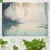 Serene Willow Tree Reflection Nature Art (3) キッチンタオル (折り畳み)