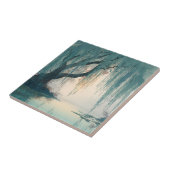 Serene Willow Tree Reflection Nature Art (3) タイル (側面)