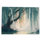 Serene Willow Tree Reflection Nature Art (3) ラージペーパーバッグ (裏面)