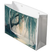 Serene Willow Tree Reflection Nature Art (3) ラージペーパーバッグ (正面アングル)