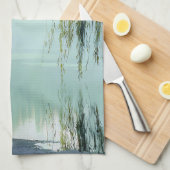 Serene Willow Tree Reflection Nature Art (4) キッチンタオル (四つ折り)