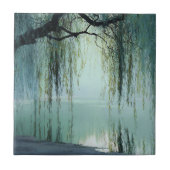 Serene Willow Tree Reflection Nature Art (4) タイル (正面)