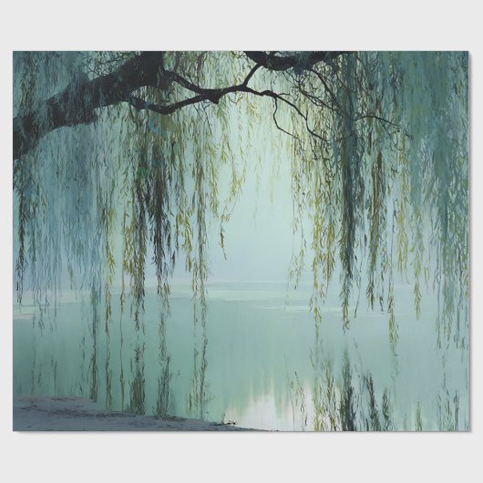 Serene Willow Tree Reflection Nature Art (4) ラッピングペーパー (フラット)