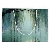Serene Willow Tree Reflection Nature Art (4) ラージペーパーバッグ (裏面)