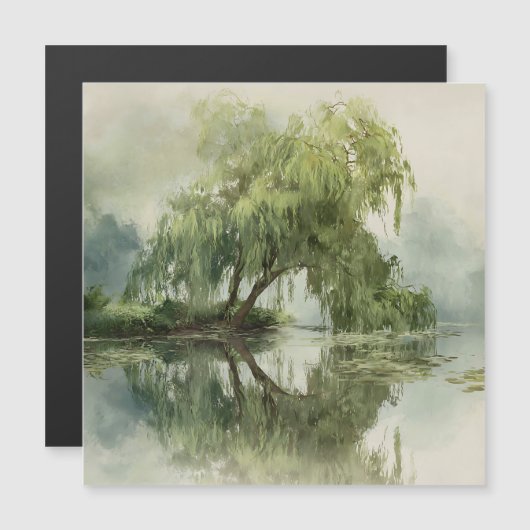 Serene Willow Tree Reflection Nature Art (5) (正面/裏面)