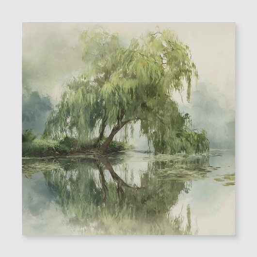 Serene Willow Tree Reflection Nature Art (5) (正面)