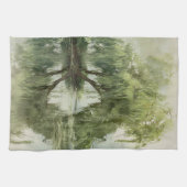 Serene Willow Tree Reflection Nature Art (5) キッチンタオル (横)