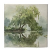 Serene Willow Tree Reflection Nature Art (5) タイル (正面)