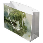 Serene Willow Tree Reflection Nature Art (5) ラージペーパーバッグ (裏面アングル)