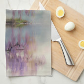 Serene Willow Tree Reflection Nature Art (6) キッチンタオル (四つ折り)