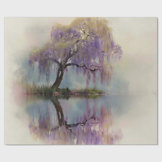 Serene Willow Tree Reflection Nature Art (6) ラッピングペーパー (フラット)