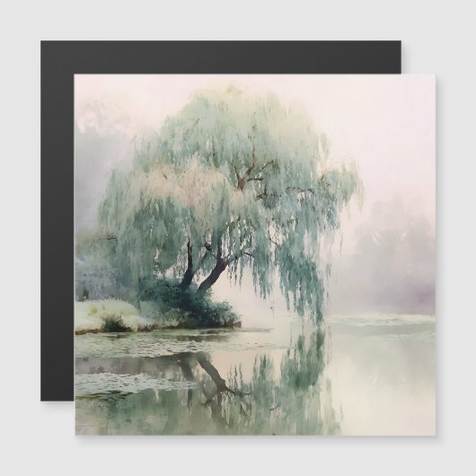 Serene Willow Tree Reflection Nature Art (7) (正面/裏面)