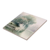 Serene Willow Tree Reflection Nature Art (7) タイル (側面)