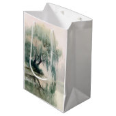 Serene Willow Tree Reflection Nature Art (7) ミディアムペーパーバッグ (正面アングル)