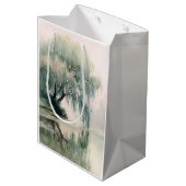 Serene Willow Tree Reflection Nature Art (7) ミディアムペーパーバッグ (裏面アングル)